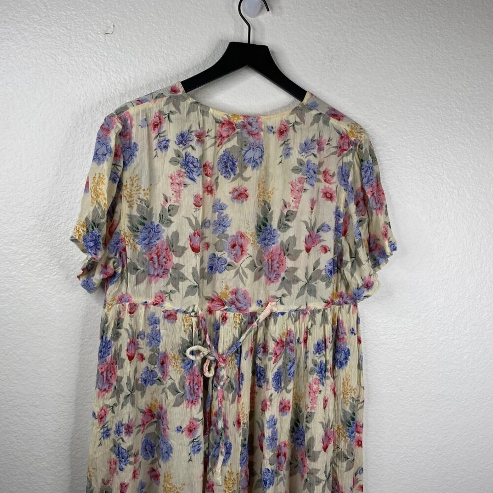 Erika Taylor Intimates Dress Multicolor Sz M Button Down Crinkle Floral VTG - Picture 7 of 10